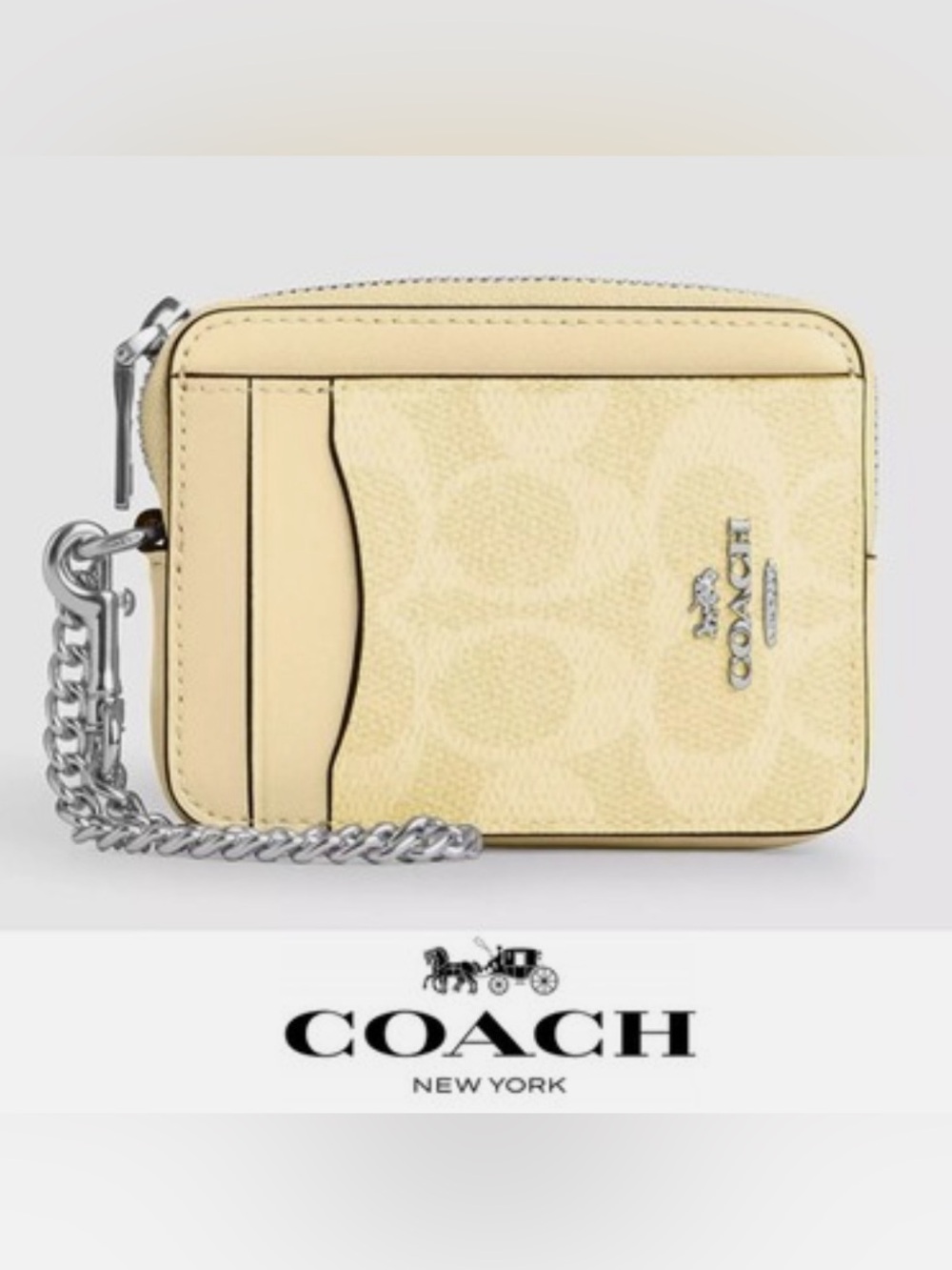 Coach Zip Card Case In Signature Canvas in the color Hay